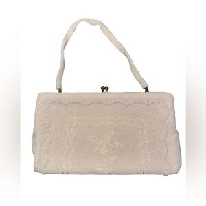 Chic Cream Beaded Wristlet